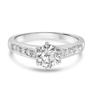 Side View of Silver Solitaire Wedding Ring with High Quality CZ Stones